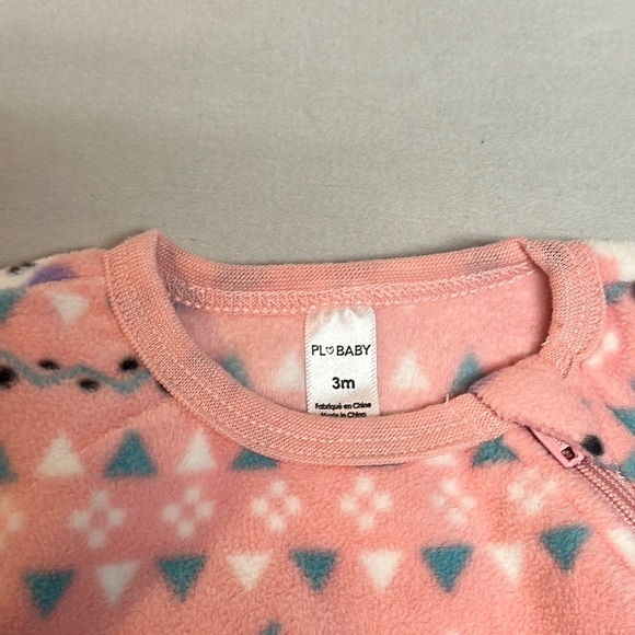 PL Baby - Pink unicorn design fleece Footie Sleeper One Piece - Picture 2 of 3